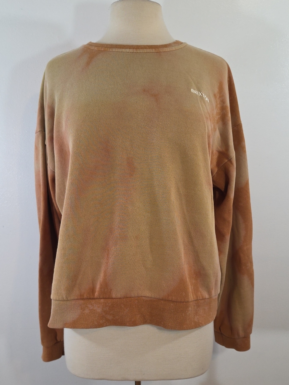 Brixton Women's Tan Tie-Dye Crewneck Sweatshirt Medium Streetwear Surf Boho